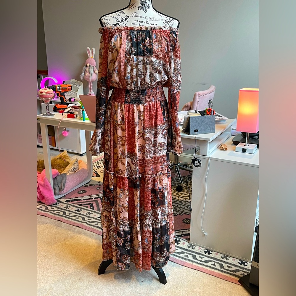 Brown Boho Chick Tiered Maxi Dress